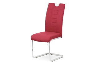 Jídelní židle, červená látka, kovová pohupová chromovaná podnož DCL-404 RED2